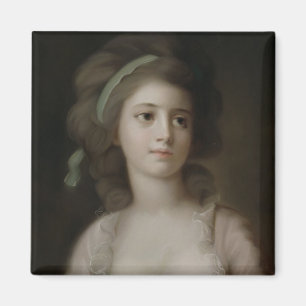 Porträt einer jungen Dame (Pastell auf Papier) Magnet