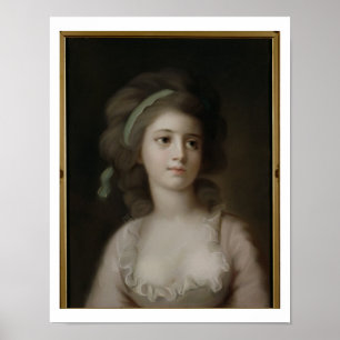 Porträt einer jungen Dame (Pastell auf Papier) Poster