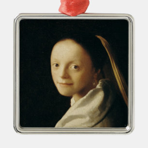 Porträt einer jungen Frau, c.1663-65 Silbernes Ornament