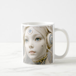 Porträt einer jungen Frau, die von anderswo kam. Kaffeetasse