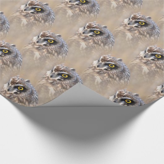 Porträt einer Kurzen Eule in den Marschen Geschenkpapier (Ecke)