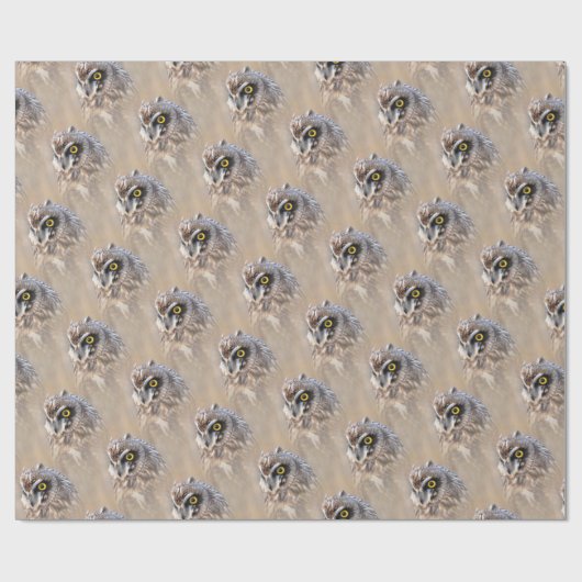 Porträt einer Kurzen Eule in den Marschen Geschenkpapier (Flach)