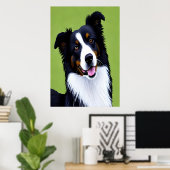 Porträt einer niedlichen Grenzkollie | AI Art Post Poster (Heimbüro)