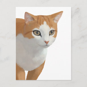 Porträt einer orange-weißen Katze Postkarte