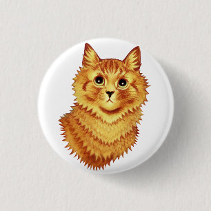Porträt einer orangefarbenen Katze von Louis Wain  Button
