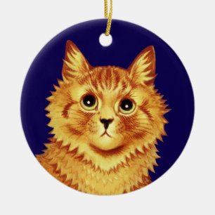 Porträt einer orangefarbenen Katze von Louis Wain Keramik Ornament