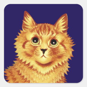 Porträt einer orangefarbenen Katze von Louis Wain Quadratischer Aufkleber