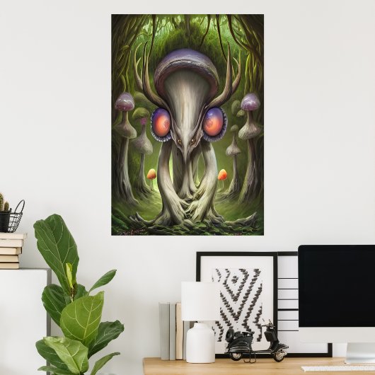 Porträt einer Pilzpilz-Alien | AI Art Poster (Heimbüro)