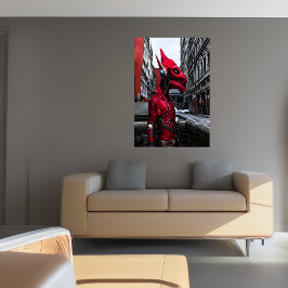 Porträt einer roten Reptilien-Alien | AI Art Poste Poster