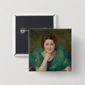 Porträt einer russischen Frau mit einem grünen Button (Vorne & Hinten)