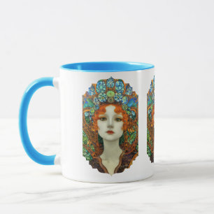 Porträt einer schönen Frau im Bleiglasstil Tasse