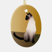 Porträt einer Siegel Point Siam Katze Keramik Ornament (Hinten)