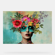 Porträt einer Vintage-Frau mit Blumen