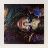 Porträt einer wunderschönen Frau mit Venezianische Puzzle (Horizontal)