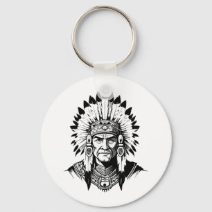 Porträt eines alten indianischen Häuptlings Schlüsselanhänger