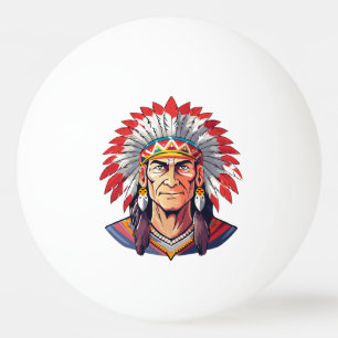 Porträt eines alten indianischen Häuptlings Tischtennisball
