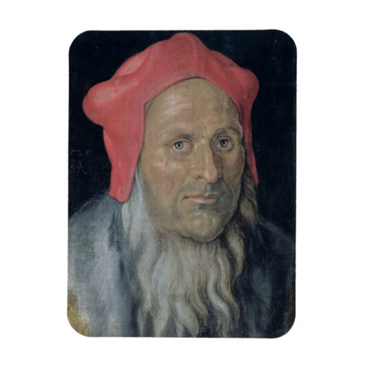 Porträt eines Barteten in einem Red Hat, 1520 (Öl Magnet (Vertikal)