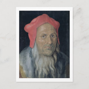 Porträt eines Barteten in einem Red Hat, 1520 (Öl Postkarte