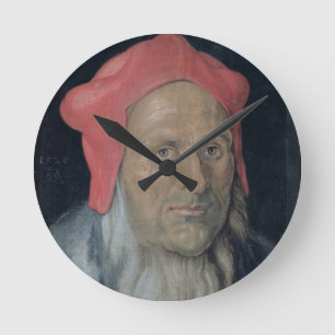 Porträt eines Barteten in einem Red Hat, 1520 (Öl Runde Wanduhr