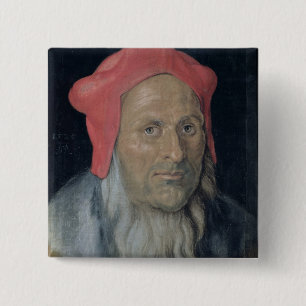 Porträt eines bärtigen Mannes in Red Hat, 1520 ( Button