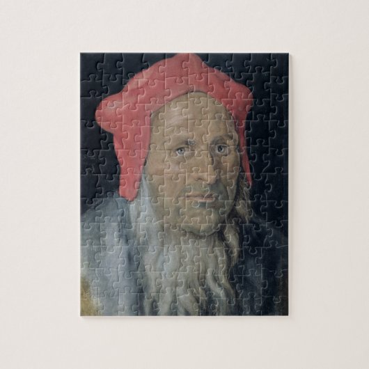 Porträt eines bärtigen Mannes in Red Hat, 1520 (Öl Puzzle (Vertikal)