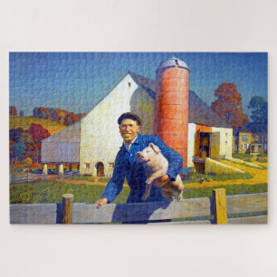 Porträt eines Bauern NC Wyeth 1943 Americana Kunst Puzzle