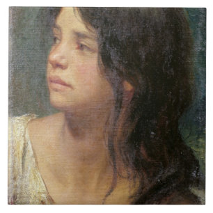 Porträt eines dunkelhaarigen Mädchens, 1867 Fliese