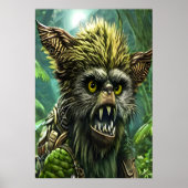 Porträt eines Fantasiebests im Wald | Art der AI Poster (Vorne)