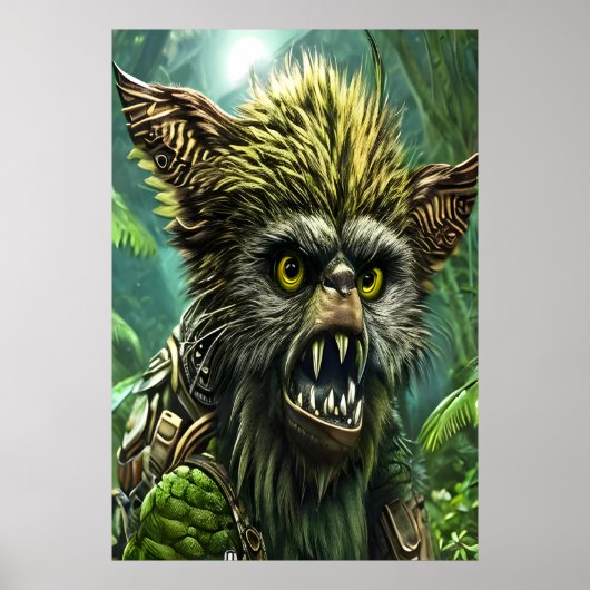 Porträt eines Fantasiebests im Wald | Art der AI Poster (Vorne)