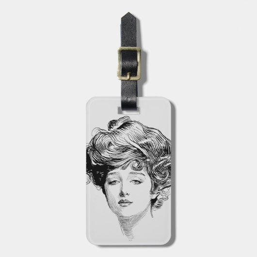 Porträt eines Gibson-Mädchens, 1900 Gepäckanhänger (Vorderseite vertikal)