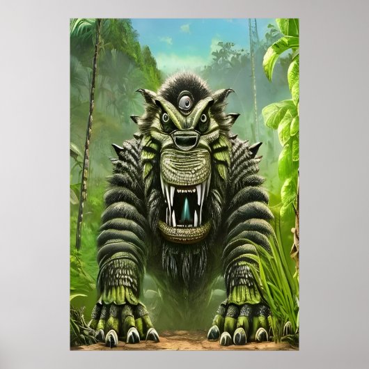 Porträt eines großen Fantasiebests | AI Art Poster (Vorne)