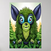 Porträt eines grünen Fantasiebests | AI Art Poster (Vorne)