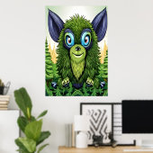 Porträt eines grünen Fantasiebests | AI Art Poster (Heimbüro)