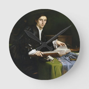 Porträt eines Herrn in seiner Studie, 1528-30 (Ö Runde Wanduhr