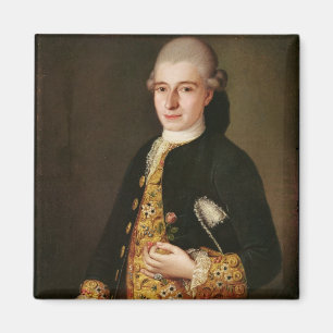 Porträt eines Herrn mit einem Rosen-Knopfloch Magnet