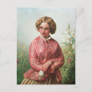Porträt eines jungen Mädchens mit Rose Postkarte