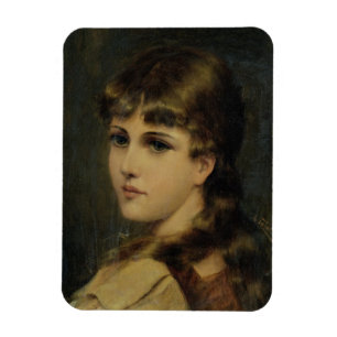 Porträt eines jungen Mädchens (Öl auf Platte) Magnet