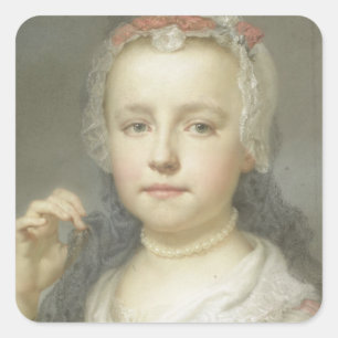 Porträt eines jungen Mädchens Quadratischer Aufkleber