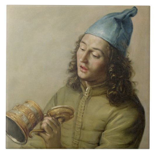 Porträt eines jungen Mannes, der einen deutschen Fliese (Vorderseite)