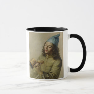 Porträt eines jungen Mannes, der einen deutschen Tasse