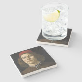 Porträt eines jungen Mannes durch Botticelli Steinuntersetzer (Seitenansicht)