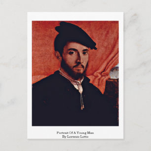 Porträt eines jungen Mannes von Lorenzo Lotto Postkarte