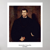 Porträt eines jungen Mannes von Tizian Poster (Vorne)