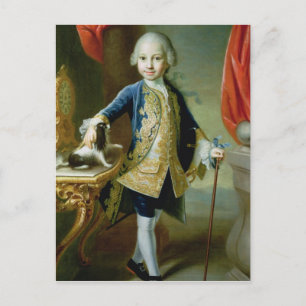 Porträt eines Jungen mit Haustier Spaniel, 18. Jah Postkarte