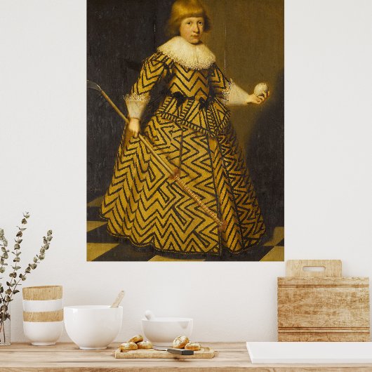 Porträt eines Jungen mit Kolf Club - Golf Print Poster (Küche)