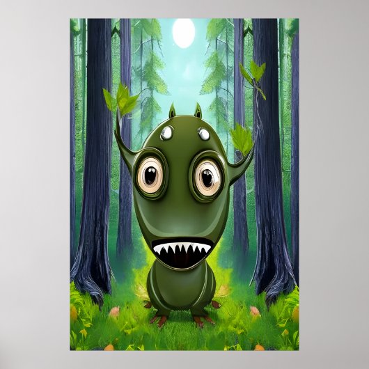 Porträt eines kleinen Fantasiebests | AI Art Poste Poster (Vorne)