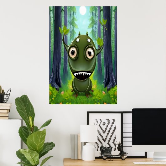 Porträt eines kleinen Fantasiebests | AI Art Poste Poster (Heimbüro)