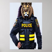 Porträt eines Löwen in Polizeiuniform | Art der AI Poster (Vorne)
