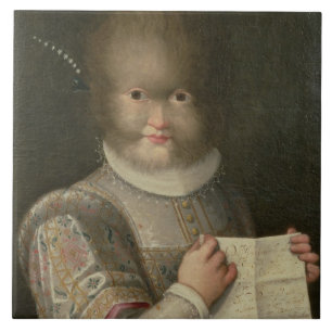 Porträt eines Mädchens bedeckt im Haar Fliese