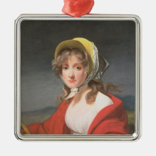 Porträt eines Mädchens, das einen roten Schal Silbernes Ornament